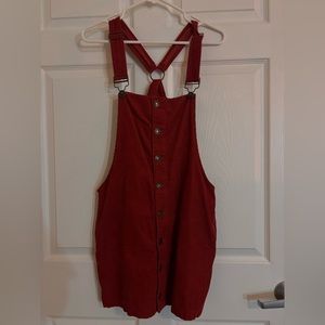 Burnt orange overall dress